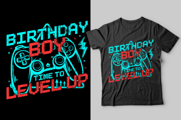 The Birthday Boy Time to Level Up Gaming T-Shirt Design