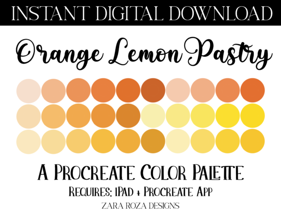 The Orange Lemon Pastry Color Palette for Procreate